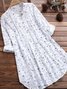 Women's Long Sleeve Shirt Spring/Fall White Floral Printing Stand Collar Daily Going Out Casual Top
