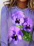 Women's Floral Print Casual Long Sleeve Crew Neck T-Shirt