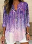 Women's Long Sleeve Blouse Spring/Fall Purple Abstract Printing Cotton-Blend V Neck Daily Going Out Casual Top