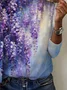 Women's Floral Print Casual Long Sleeve Crew Neck T-Shirt