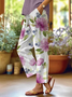 Women's  H-Line Baggy Pants Daily Going Out Pants White Casual Printing Floral Spring/Fall Pants