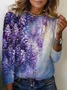 Women's Floral Print Casual Long Sleeve Crew Neck T-Shirt