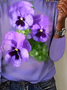 Women's Floral Print Casual Long Sleeve Crew Neck T-Shirt