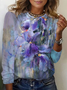 Women's Floral Print Casual Long Sleeve Crew Neck T-Shirt