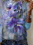 Women's Floral Print Casual Long Sleeve Crew Neck T-Shirt