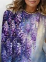 Women's Floral Print Casual Long Sleeve Crew Neck T-Shirt