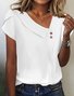 Women's Short Sleeve T-shirt Summer Green Plain Buckle Asymmetrical Daily Going Out Casual Top