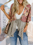 New Casual Sunscreen Beach Print Splicing Lace-up V-neck Chiffon Cardigan