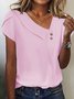 Women's Short Sleeve T-shirt Summer Green Plain Buckle Asymmetrical Daily Going Out Casual Top
