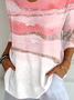 Women's Art Print Loose V Neck Casual T-Shirt