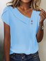 Women's Short Sleeve T-shirt Summer Green Plain Buckle Asymmetrical Daily Going Out Casual Top