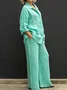 Women's Adjustable Strap Plain Daily Going Out Two-Piece Set Green Casual Spring/Fall Top With Pants Matching Set