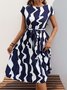 Women's Short Sleeve Summer Apricot Abstract Graphic Split Joint V Neck Daily Going Out Vintage Midi A-Line Tank Dress