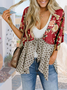 New Casual Sunscreen Beach Print Splicing Lace-up V-neck Chiffon Cardigan