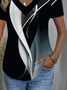 Women's Short Sleeve T-shirt Summer Black Abstract Printing V Neck Daily Going Out Casual Top