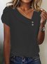 Women's Short Sleeve T-shirt Summer Green Plain Buckle Asymmetrical Daily Going Out Casual Top