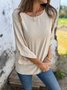 Women's Three Quarter Sleeve T-shirt Spring/Fall Black Plain Jacquard Crew Neck Daily Going Out Casual Top