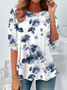 Women's Floral Print Casual Long Sleeve Crew Neck Tunic T-Shirt