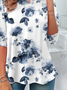 Women's Floral Print Casual Long Sleeve Crew Neck Tunic T-Shirt
