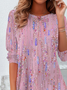 Women's Abstract Printed Casual Crew Neck Tunic T-Shirt