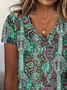 Women's Abstract Floral Print Casual Short Sleeve T-Shirt