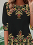 Women's Long Sleeve T-shirt Spring/Fall Black Floral Printing Jersey Crew Neck Daily Going Out Casual Top