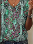 Women's Abstract Floral Print Casual Short Sleeve T-Shirt