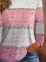 Women's Long Sleeve T-shirt Spring/Fall Pink Striped Printing Jersey Crew Neck Daily Going Out Casual Top