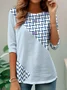 Elegant Commuting Simple Geometric Stripe Pattern Print Round Neck Long Sleeve T-Shirt