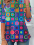 Women's Geometry Print Casual Long Sleeve Crew Neck Tunic T-Shirt