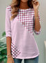 Elegant Commuting Simple Geometric Stripe Pattern Print Round Neck Long Sleeve T-Shirt