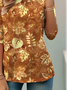 Elegant And Simple Maple Leaf Pattern Print Round Neck Long Sleeve T-Shirt