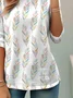 Simple Ethnic Pattern Print Round Neck Long Sleeve T-Shirt
