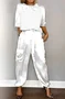 Women's Pocket Stitching Plain Daily Going Out Two-Piece Set Khaki Casual Summer Top With Pants Matching Set