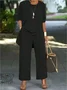 Women's Split Joint Plain Commuting Going Out Matching Outfit Caramel Street Spring/Fall Multi-Piece Set Matching Set