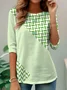 Elegant Commuting Simple Geometric Stripe Pattern Print Round Neck Long Sleeve T-Shirt