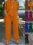 Women's Split Joint Plain Commuting Going Out Matching Outfit Caramel Street Spring/Fall Multi-Piece Set Matching Set