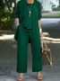 Women's Split Joint Plain Commuting Going Out Matching Outfit Caramel Street Spring/Fall Multi-Piece Set Matching Set