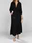 Women's Long Sleeve Spring/Fall Apricot Plain Split Joint V Neck Daily Going Out Vintage Maxi A-Line Tank Dress