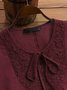 Women's Long Sleeve T-shirt Spring/Fall White Plain Jacquard Cotton Crew Neck Daily Going Out Casual Top