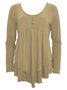 Elegant Commuting Slim Fit Three-Button Casual Solid Color Long-Sleeved Dress Top