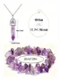 Natural Stone Gravel Crystal Ladies Chain Bracelet Irregular Small Gravel Amethyst Bracelet Elastic Bracelet Necklace 2-piece Set
