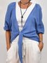 New Style Casual Loose Fashion Long Sleeve Solid Color Lace-up Knitted Sweater Top With Cardigan