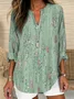 Women's Long Sleeve Blouse Spring/Fall Purple Abstract Printing Cotton-Blend V Neck Daily Going Out Casual Top