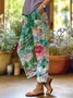 Women's  H-Line Baggy Pants Daily Going Out Pants Green Casual Printing Floral Spring/Fall Pants