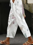 Women's  H-Line Baggy Pants Daily Going Out Pants White Casual Printing Floral Spring/Fall Pants