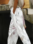 Women's  H-Line Baggy Pants Daily Going Out Pants White Casual Printing Floral Spring/Fall Pants