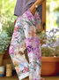 Women's  H-Line Baggy Pants Daily Going Out Pants Purple Casual Printing Floral Spring/Fall Pants