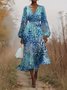 Puff Sleeve Snakeskin Regular Fit Street Dress