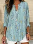 Women's Long Sleeve Blouse Spring/Fall Purple Abstract Printing Cotton-Blend V Neck Daily Going Out Casual Top